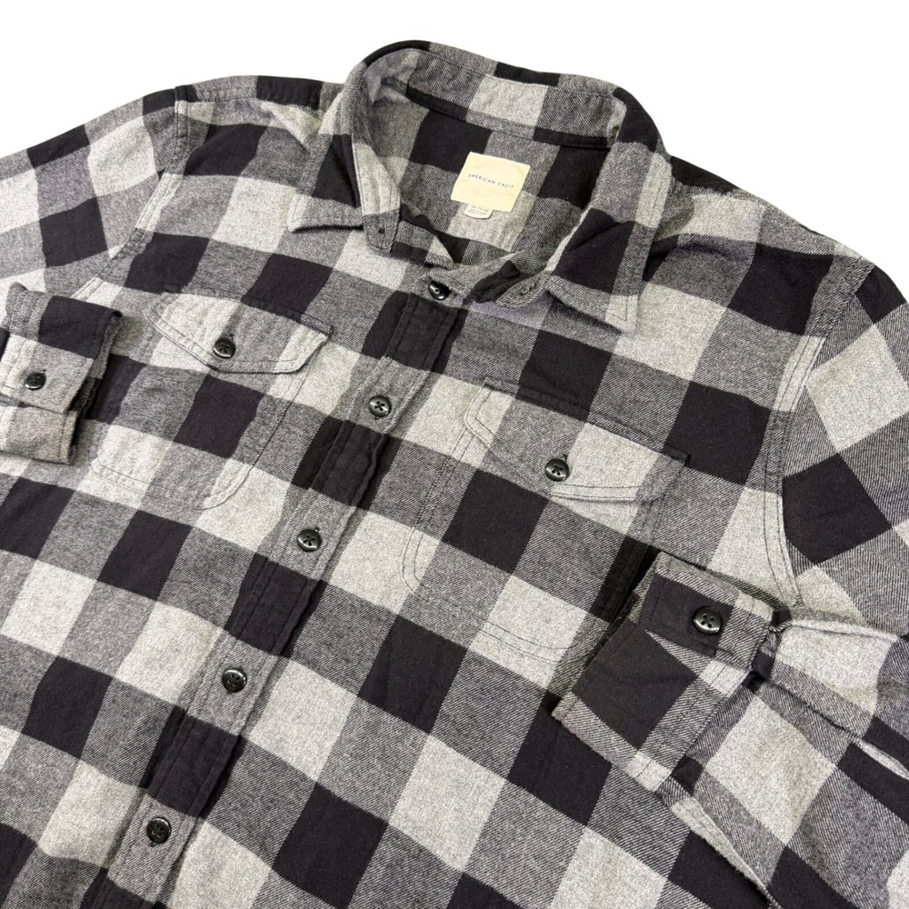 American Eagle Outfitters Mens Plaid Flannel Button Up Shirt Long Sleeve XXL